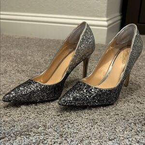 Badgley Mischka Sparkling Silver Heels